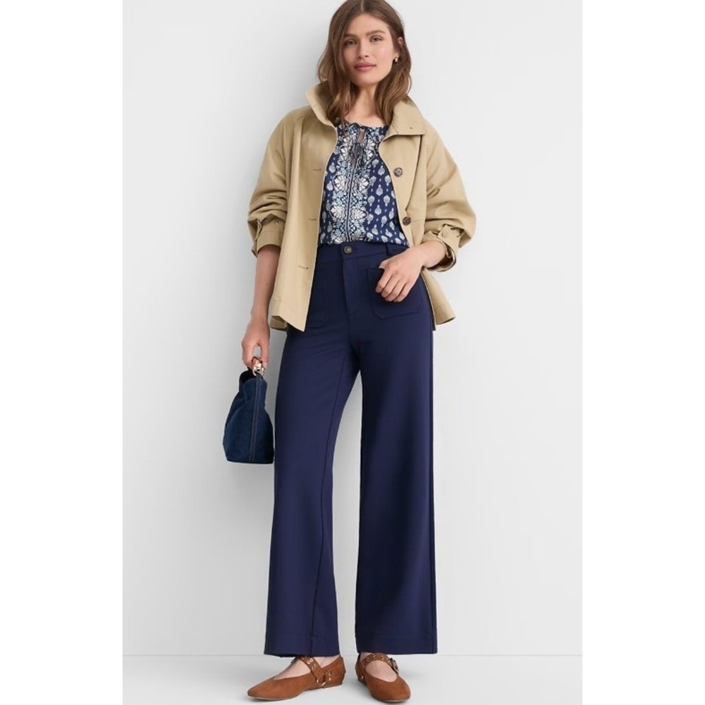 Loft Women's The Palmer Wide Leg Pants in Ponte Deep Space Blue Size 6 EUC